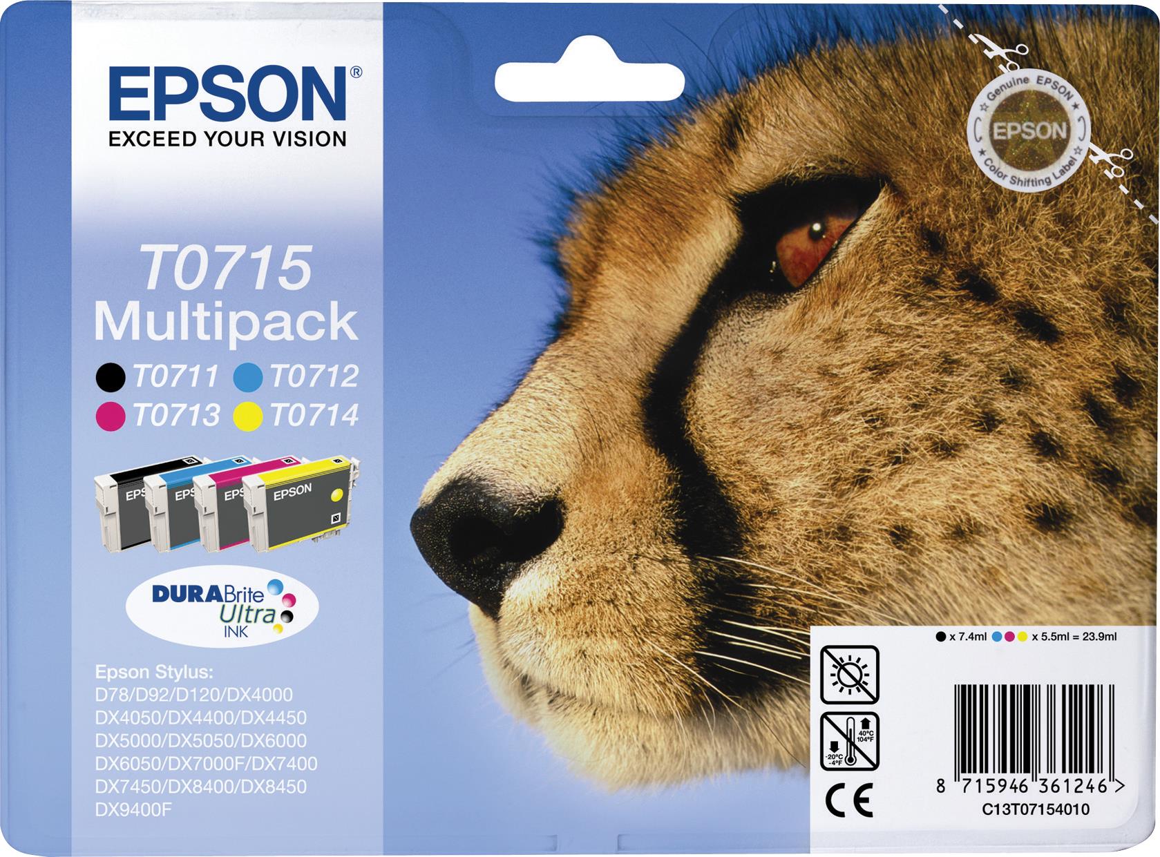 EPSON Cartuccia originale Epson T0715 multipack ghepardo nero e tricromia
